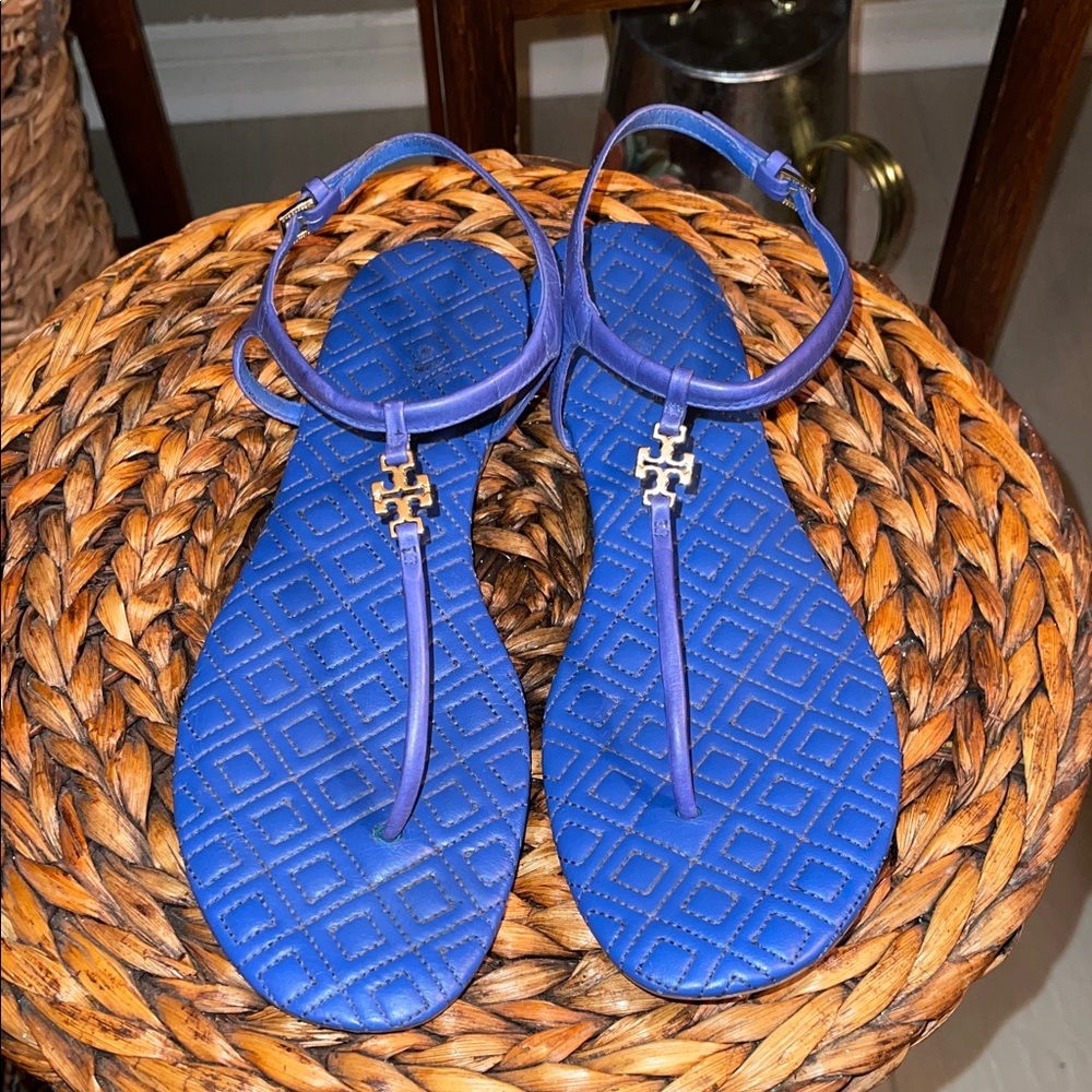 Tory Burch Royal Blue Strappy Thong Sandals Size 9.5